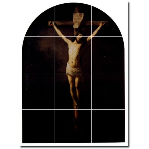 Ceramic Tile Mural-Rembrandt Religious Kitchen Tile Mural 22. 12.75" w x 17" h using (12) 4.25 x 4.25 ceramic tiles