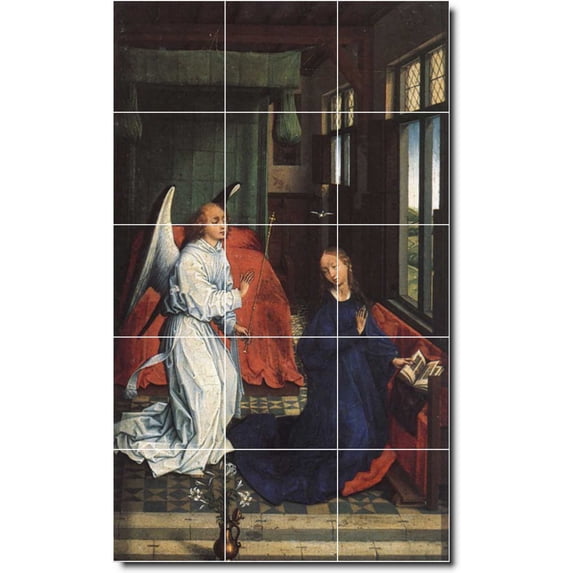 Ceramic Tile Mural-Rogier Weyden Angels Custom Tile Mural 29. 24" w x 40" h using (15) 8 x 8 ceramic tiles