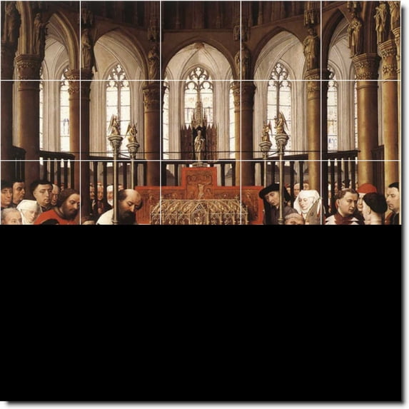 Ceramic Tile Mural-Rogier Weyden Historical Wall Tile Mural 5. 30" w x 30" h using (25) 6 x 6 ceramic tiles