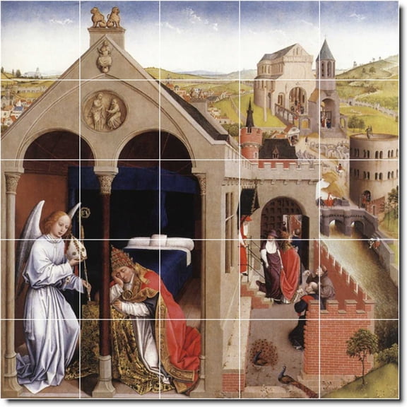 Ceramic Tile Mural-Rogier Weyden Religious Custom Tile Mural 21. 40" w x 40" h using (25) 8 x 8 ceramic tiles