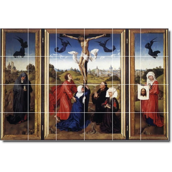 Ceramic Tile Mural-Rogier Weyden Religious Kitchen Tile Mural 26. 48" w x 32" h using (24) 8 x 8 ceramic tiles