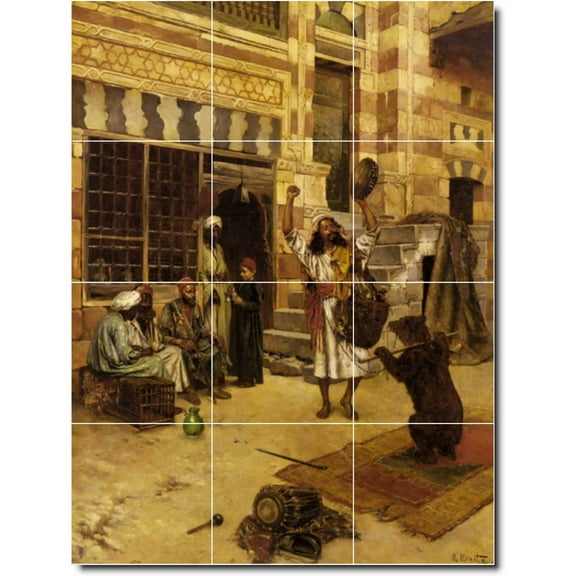 Ceramic Tile Mural-Rudolf Ernst Historical Backsplash Tile Mural 3. 12.75" w x 17" h using (12) 4.25 x 4.25 ceramic tiles