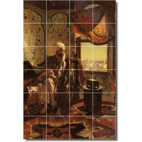 Ceramic Tile Mural-Rudolf Ernst Historical Backsplash Tile Mural 5. 24" w x 36" h using (24) 6 x 6 ceramic tiles