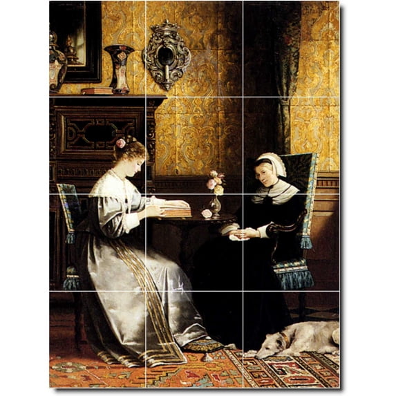 Ceramic Tile Mural-Rudolf Ernst Historical Bathroom Tile Mural 10. 24" w x 32" h using (12) 8 x 8 ceramic tiles