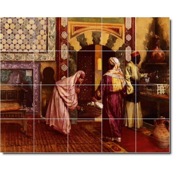 Ceramic Tile Mural-Rudolf Ernst Historical Bathroom Tile Mural 11. 40" w x 32" h using (20) 8 x 8 ceramic tiles