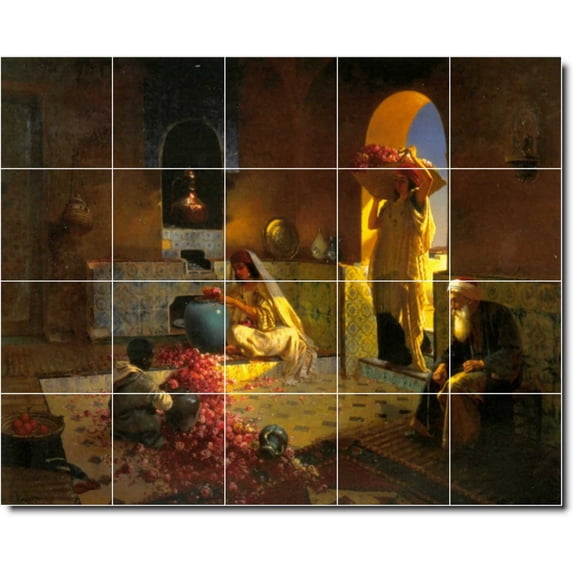 Ceramic Tile Mural-Rudolf Ernst Historical Bathroom Tile Mural 12. 40" w x 32" h using (20) 8 x 8 ceramic tiles