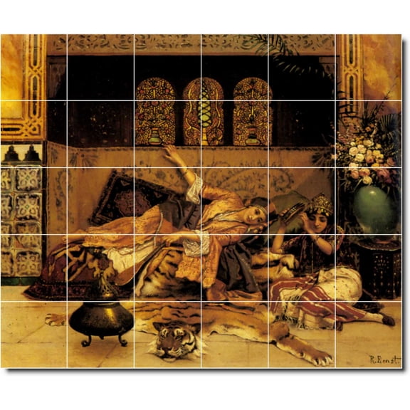 Ceramic Tile Mural-Rudolf Ernst Historical Floor Tile Mural 23. 36" w x 30" h using (30) 6 x 6 ceramic tiles