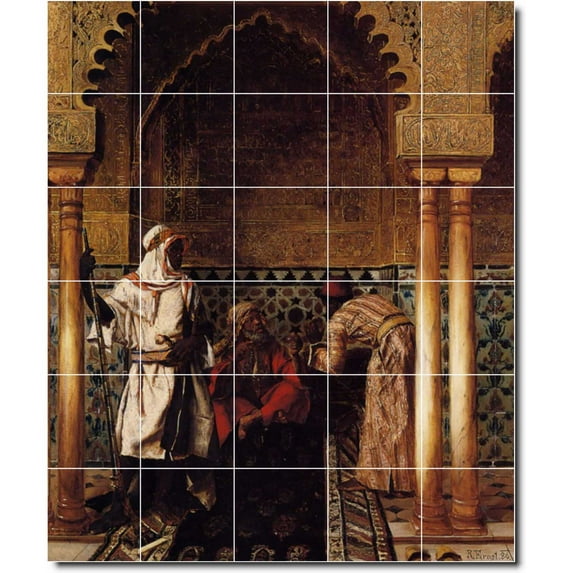 Ceramic Tile Mural-Rudolf Ernst Historical Shower Tile Mural 29. 21.25" w x 25.5" h using (30) 4.25 x 4.25 ceramic tiles