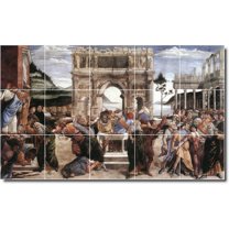 Ceramic Tile Mural-Sandro Botticelli Historical Painting 159. 21.25" w x 12.75" h using (15) 4.25 x 4.25 ceramic tiles
