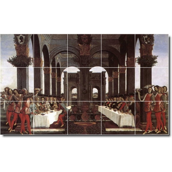 Ceramic Tile Mural-Sandro Botticelli Mythology 5. 60" w x 36" h using (15) 12 x 12 ceramic tiles