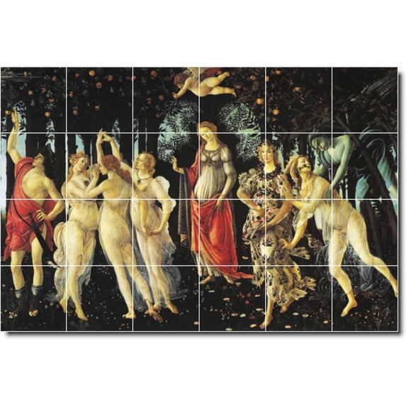Ceramic Tile Mural-Sandro Botticelli Mythology 6. 48" w x 32" h using (24) 8 x 8 ceramic tiles