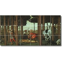 Ceramic Tile Mural-Sandro Botticelli Mythology Custom Tile Mural 7. 25.5" w x 12.75" h using (18) 4.25 x 4.25 ceramic tiles