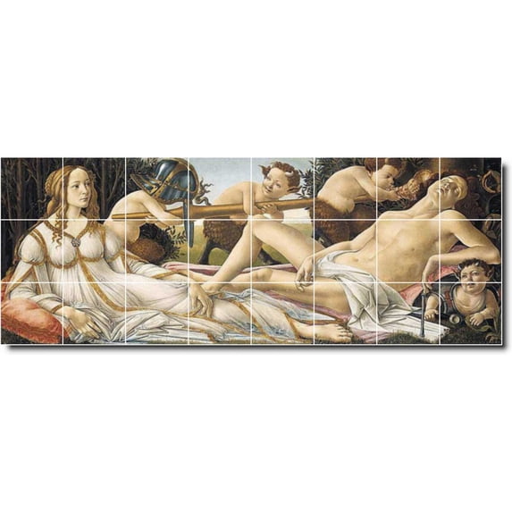 Ceramic Tile Mural-Sandro Botticelli Mythology Floor Tile Mural 9. 48" w x 18" h using (24) 6 x 6 ceramic tiles