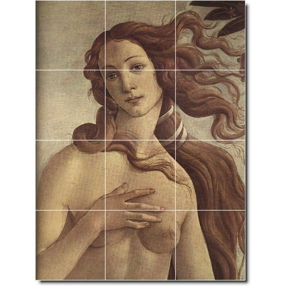 Ceramic Tile Mural-Sandro Botticelli Mythology Kitchen Tile Mural 10. 12.75" w x 17" h using (12) 4.25 x 4.25 ceramic tiles