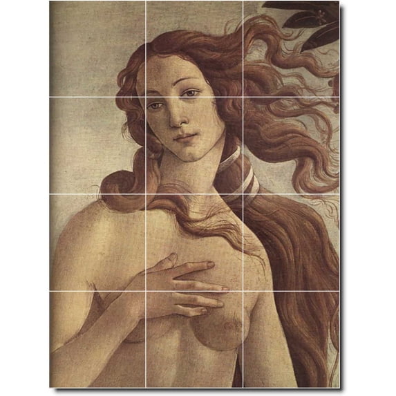Ceramic Tile Mural-Sandro Botticelli Mythology Kitchen Tile Mural 10. 18" w x 24" h using (12) 6 x 6 ceramic tiles