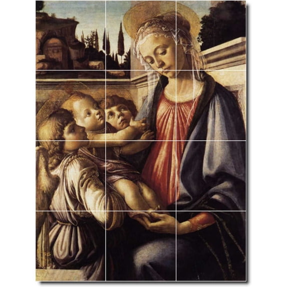 Ceramic Tile Mural-Sandro Botticelli Religious 25. 36" w x 48" h using (12) 12 x 12 ceramic tiles