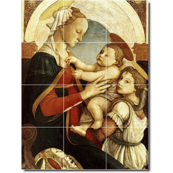 Ceramic Tile Mural-Sandro Botticelli Religious Backsplash Tile Mural 14. 18" w x 24" h using (12) 6 x 6 ceramic tiles