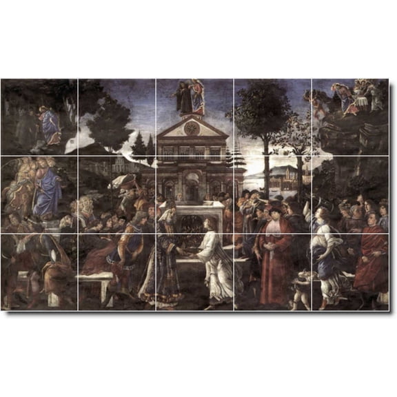 Ceramic Tile Mural-Sandro Botticelli Religious Backsplash Tile Mural 18. 30" w x 18" h using (15) 6 x 6 ceramic tiles