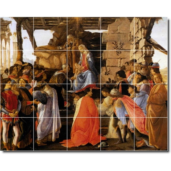 Ceramic Tile Mural-Sandro Botticelli Religious Custom Tile Mural 29. 40" w x 32" h using (20) 8 x 8 ceramic tiles
