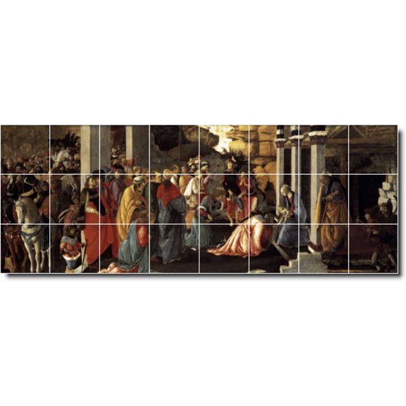 Ceramic Tile Mural-Sandro Botticelli Religious Kitchen Tile Mural 8. 96" w x 36" h using (24) 12 x 12 ceramic tiles