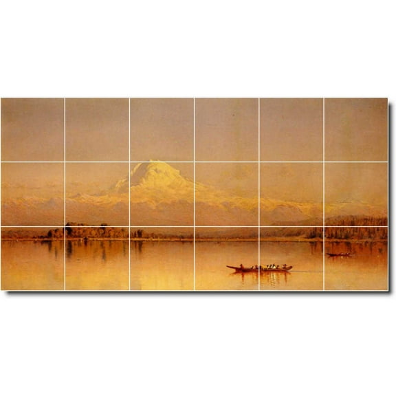 Ceramic Tile Mural-Sanford Gifford Landscapes Painting 404. 25.5" w x 12.75" h using (18) 4.25 x 4.25 ceramic tiles
