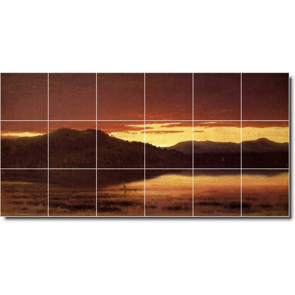 Ceramic Tile Mural-Sanford Gifford Landscapes Painting 407. 25.5" w x 12.75" h using (18) 4.25 x 4.25 ceramic tiles