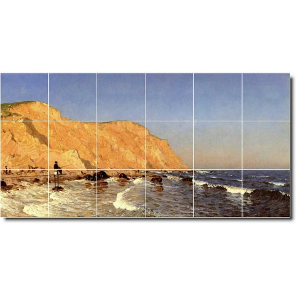 Ceramic Tile Mural-Sanford Gifford Waterfront Painting 328. 72" w x 36" h using (18) 12 x 12 ceramic tiles