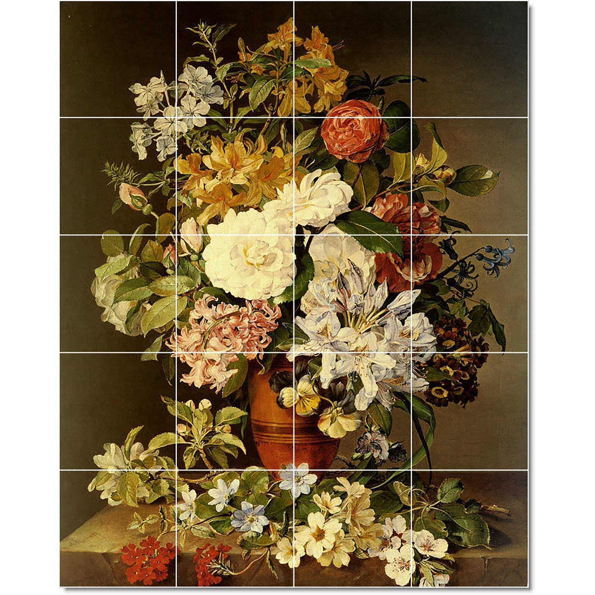 Ceramic Tile Mural-Schmerling Pauline Koudelka Flowers Tile Mural