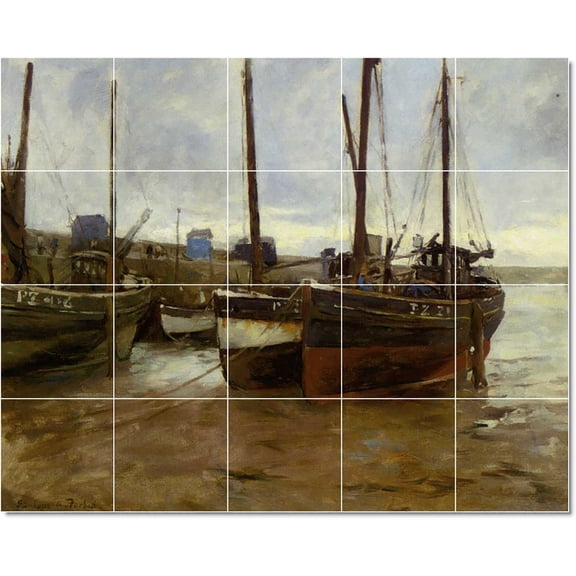 Ceramic Tile Mural-Stanhope Alexander Forbes Ships Tile Mural Interior Construction Design. 21.25" w x 17" h using (20) 4.25 x 4.25 ceramic tiles