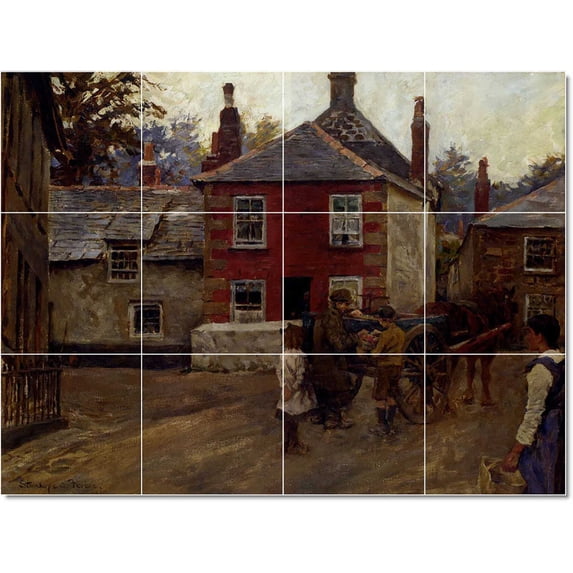 Ceramic Tile Mural-Stanhope Alexander Forbes Village Painting 105. 32" w x 24" h using (12) 8 x 8 ceramic tiles
