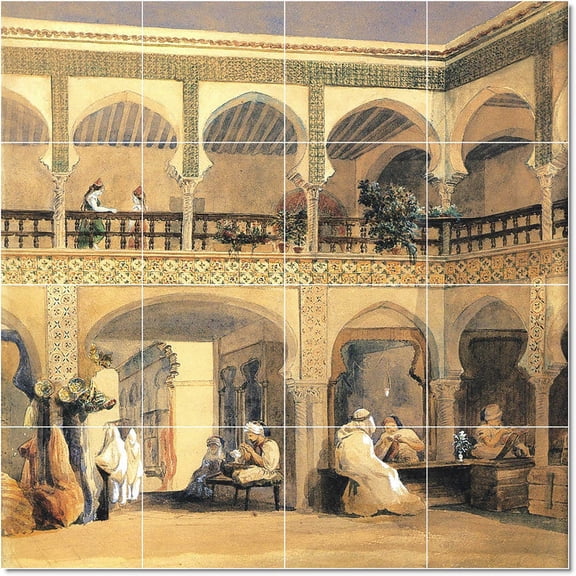 Ceramic Tile Mural-Theodore Chasseriau Historical Tile Mural Modern Interior Remodeling. 32" w x 32" h using (16) 8 x 8 ceramic tiles