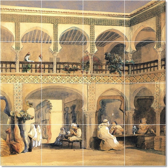 Ceramic Tile Mural-Theodore Chasseriau Historical Tile Mural Modern Interior Remodeling. 32" w x 32" h using (16) 8 x 8 ceramic tiles