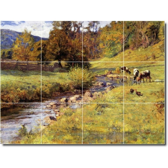 Ceramic Tile Mural-Theodore Steele Country Painting 332. 17" w x 12.75" h using (12) 4.25 x 4.25 ceramic tiles