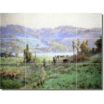Ceramic Tile Mural-Theodore Steele Landscapes Painting 414. 17" w x 12.75" h using (12) 4.25 x 4.25 ceramic tiles