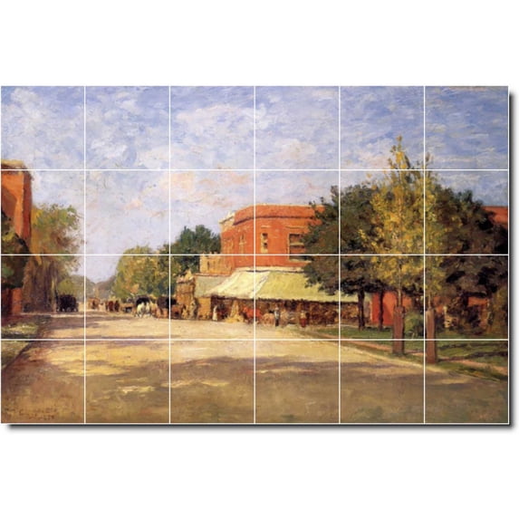 Ceramic Tile Mural-Theodore Steele Village Painting 110. 36" w x 24" h using (24) 6 x 6 ceramic tiles