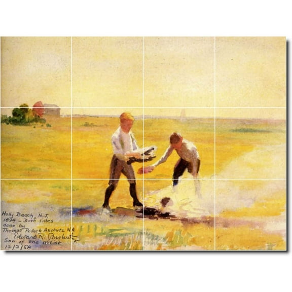 Ceramic Tile Mural-Thomas Anschutz Children Painting 38. 17" w x 12.75" h using (12) 4.25 x 4.25 ceramic tiles