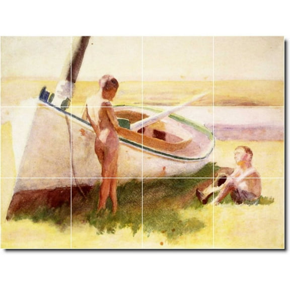 Ceramic Tile Mural-Thomas Anschutz Children Painting 41. 17" w x 12.75" h using (12) 4.25 x 4.25 ceramic tiles