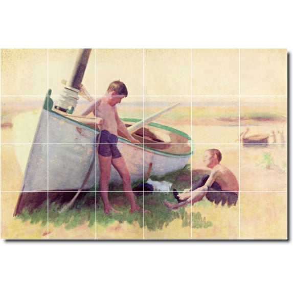 Ceramic Tile Mural-Thomas Anschutz Children Painting 42. 48" w x 32" h using (24) 8 x 8 ceramic tiles