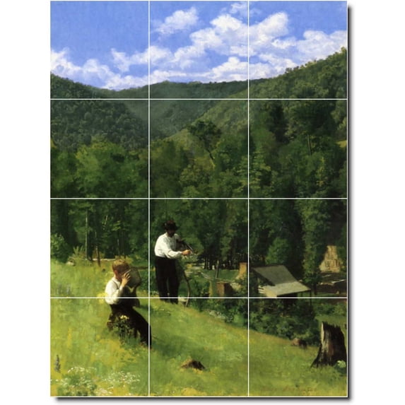 Ceramic Tile Mural-Thomas Anschutz Country Painting 337. 24" w x 32" h using (12) 8 x 8 ceramic tiles