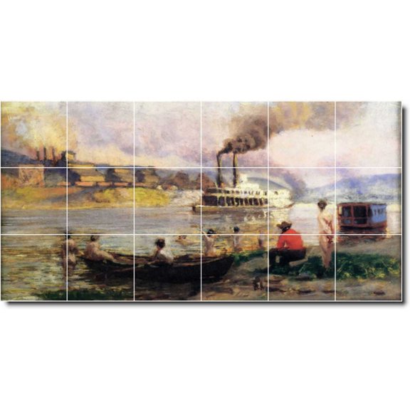 Ceramic Tile Mural-Thomas Anschutz Ships Kitchen Tile Mural 9. 36" w x 18" h using (18) 6 x 6 ceramic tiles