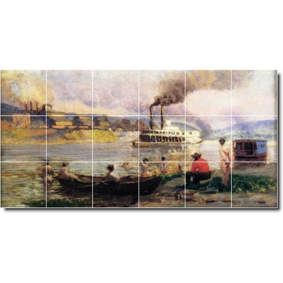 Ceramic Tile Mural-Thomas Anschutz Ships Kitchen Tile Mural 9. 36" w x 18" h using (18) 6 x 6 ceramic tiles