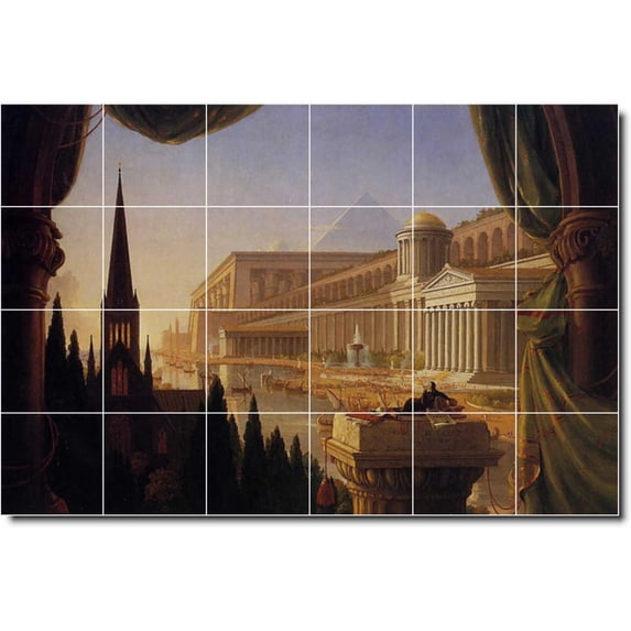 Ceramic Tile Mural-Thomas Cole City Custom Tile Mural 25. 72" w x 48" h using (24) 12 x 12 ceramic tiles
