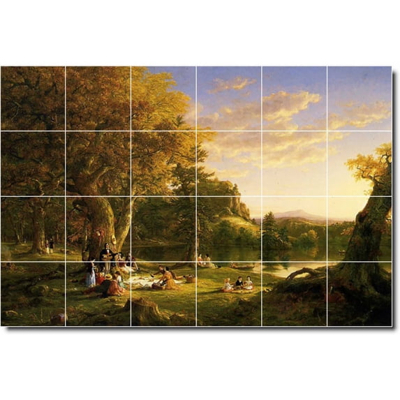 Ceramic Tile Mural-Thomas Cole Country Painting 345. 48" w x 32" h using (24) 8 x 8 ceramic tiles