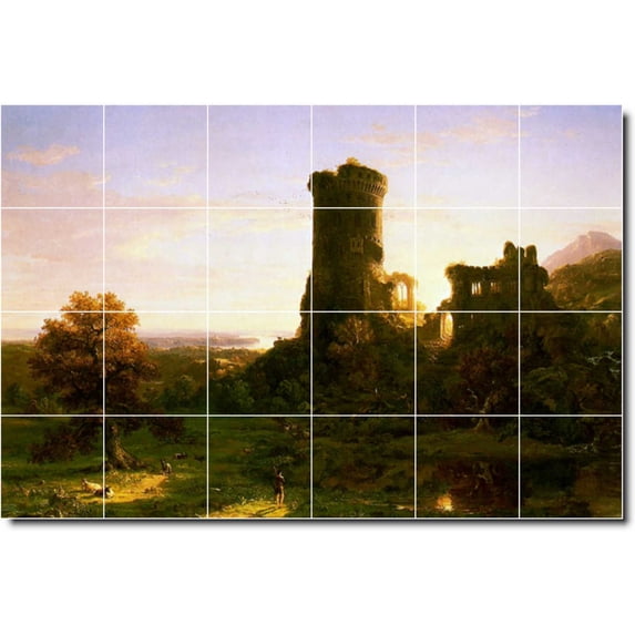 Ceramic Tile Mural-Thomas Cole Historical 7. 25.5" w x 17" h using (24) 4.25 x 4.25 ceramic tiles