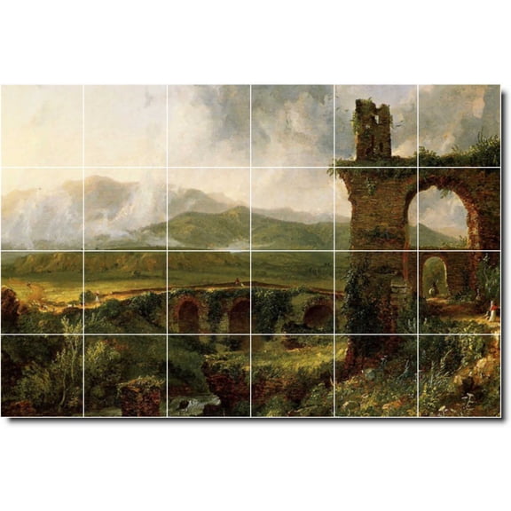 Ceramic Tile Mural-Thomas Cole Historical Custom Tile Mural 8. 36" w x 24" h using (24) 6 x 6 ceramic tiles