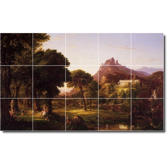 Ceramic Tile Mural-Thomas Cole Historical Custom Tile Mural 9. 30" w x 18" h using (15) 6 x 6 ceramic tiles