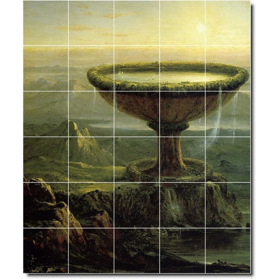 Ceramic Tile Mural-Thomas Cole Historical Floor Tile Mural 11. 30" w x 36" h using (30) 6 x 6 ceramic tiles