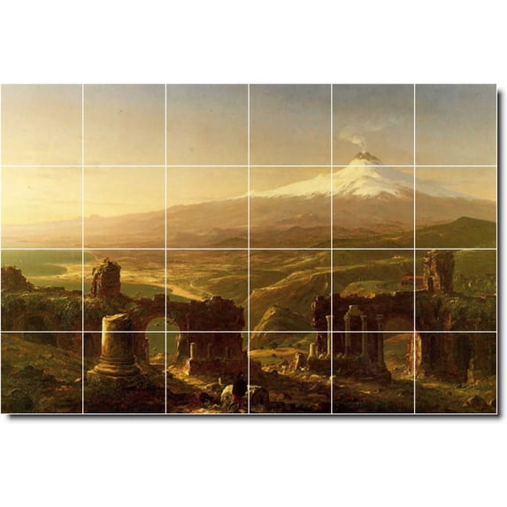 Ceramic Tile Mural-Thomas Cole Historical Kitchen Tile Mural 14. 48" w x 32" h using (24) 8 x 8 ceramic tiles