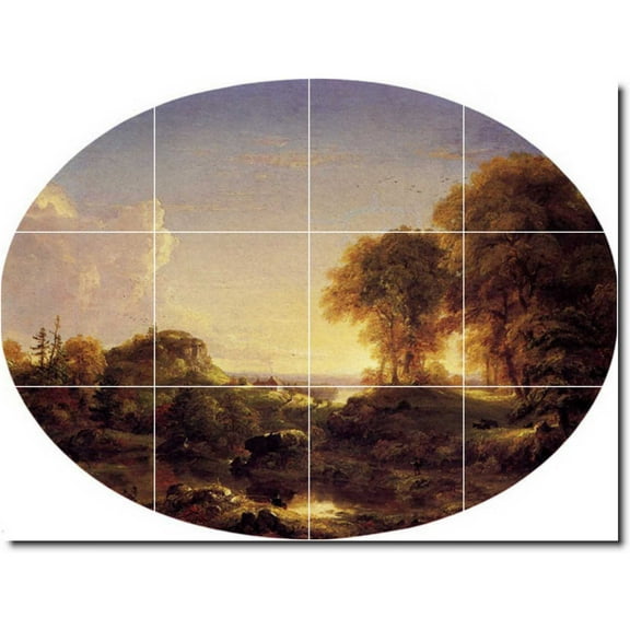 Ceramic Tile Mural-Thomas Cole Landscapes Painting 433. 17" w x 12.75" h using (12) 4.25 x 4.25 ceramic tiles