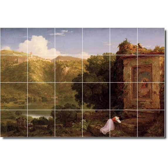Ceramic Tile Mural-Thomas Cole Landscapes Painting 438. 36" w x 24" h using (24) 6 x 6 ceramic tiles
